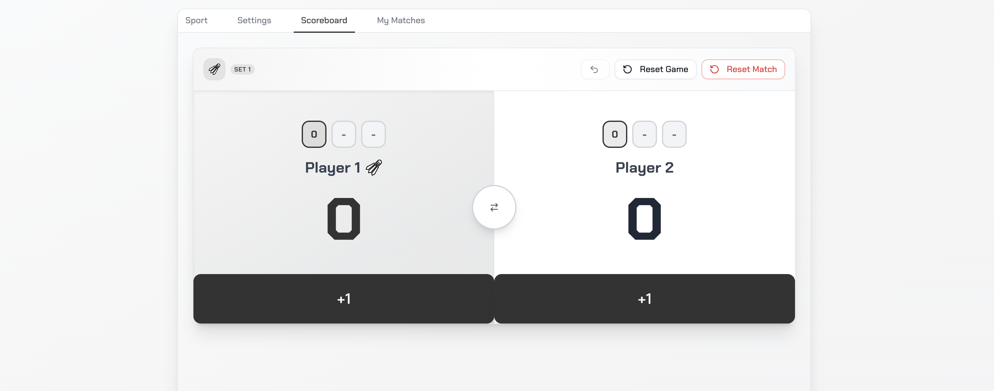 Scoring App - Sport Selection